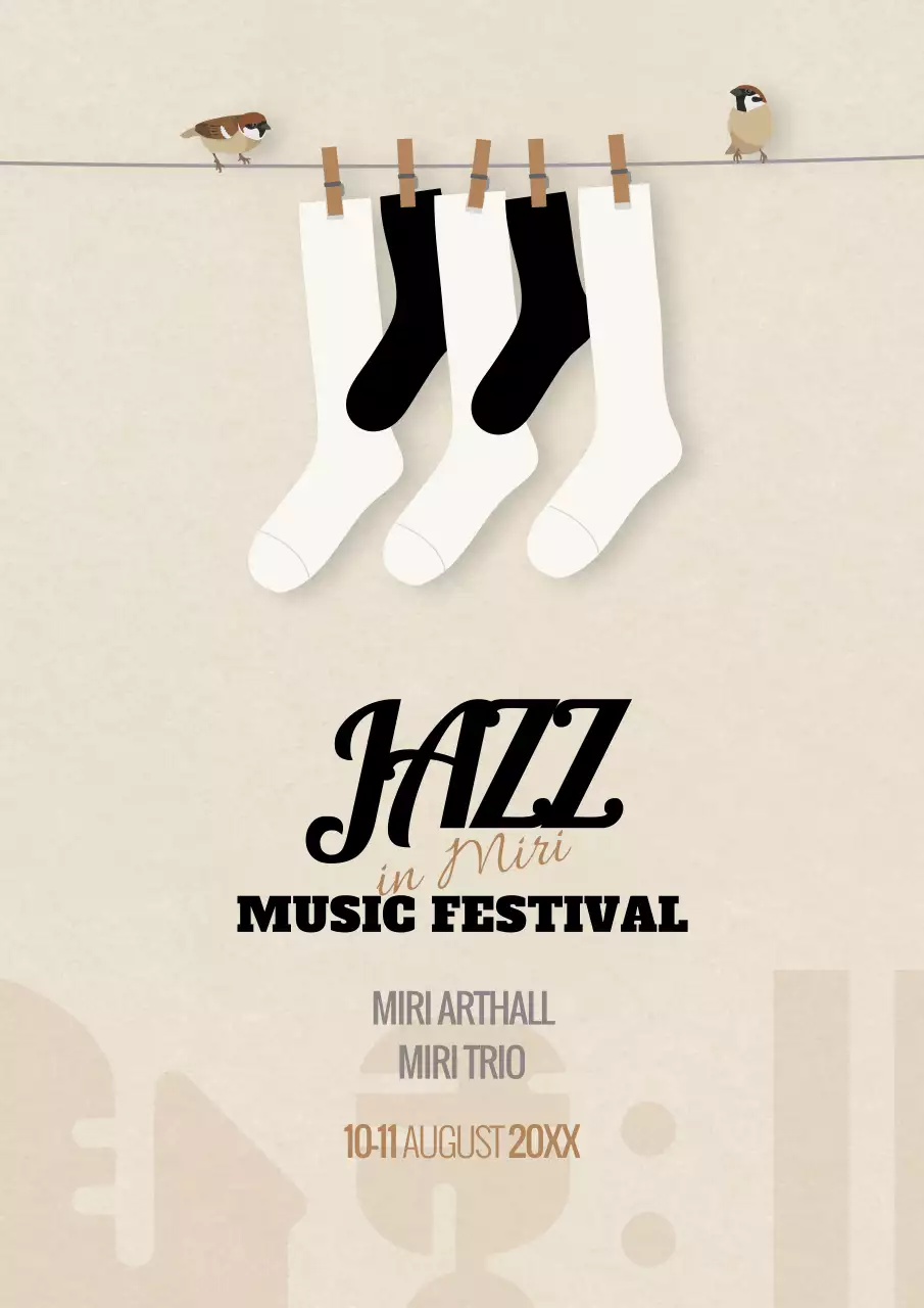 베이지 빈티지 음악 페스티벌 발표 포스터