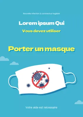 Un dépliant simple, bleu clair et jaune, pour la campagne de prévention des virus