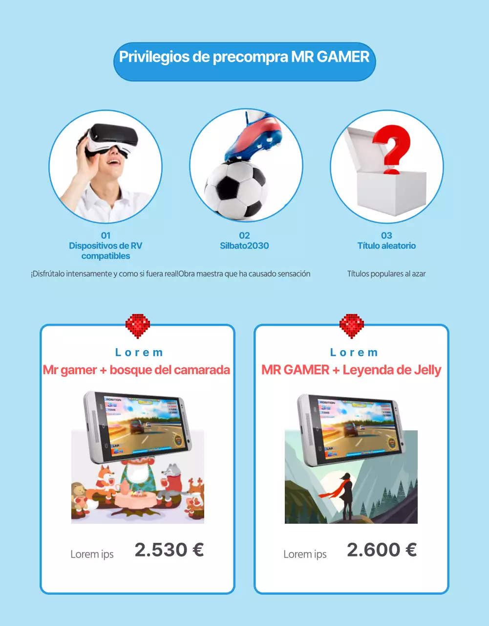 Página de dispositivos de juego