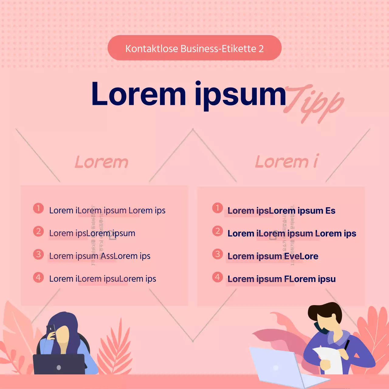 Rosa und blaue kontaktlose Geschäftsetikette