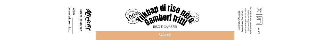 Bianco beige semplice illustrazione riso istantaneo etichetta alimentare