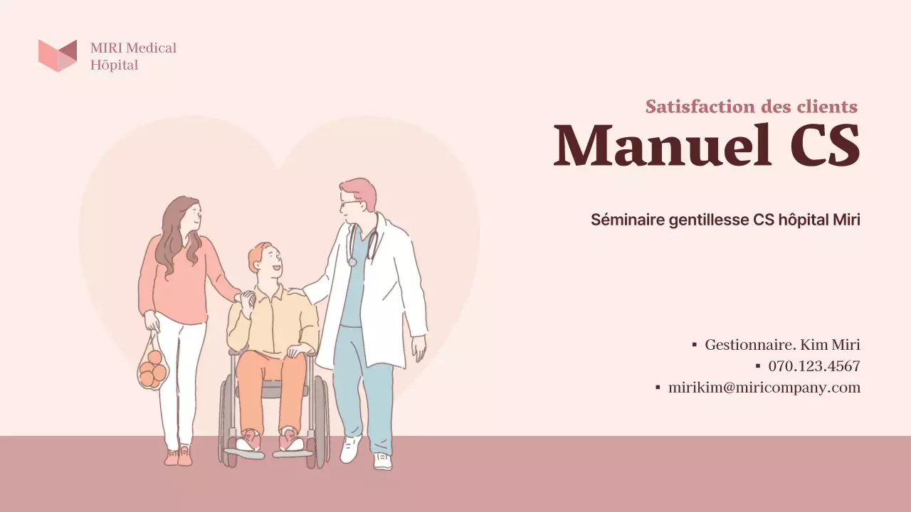 Manuel de formation à la gentillesse du CS de l'hôpital en rose pastel