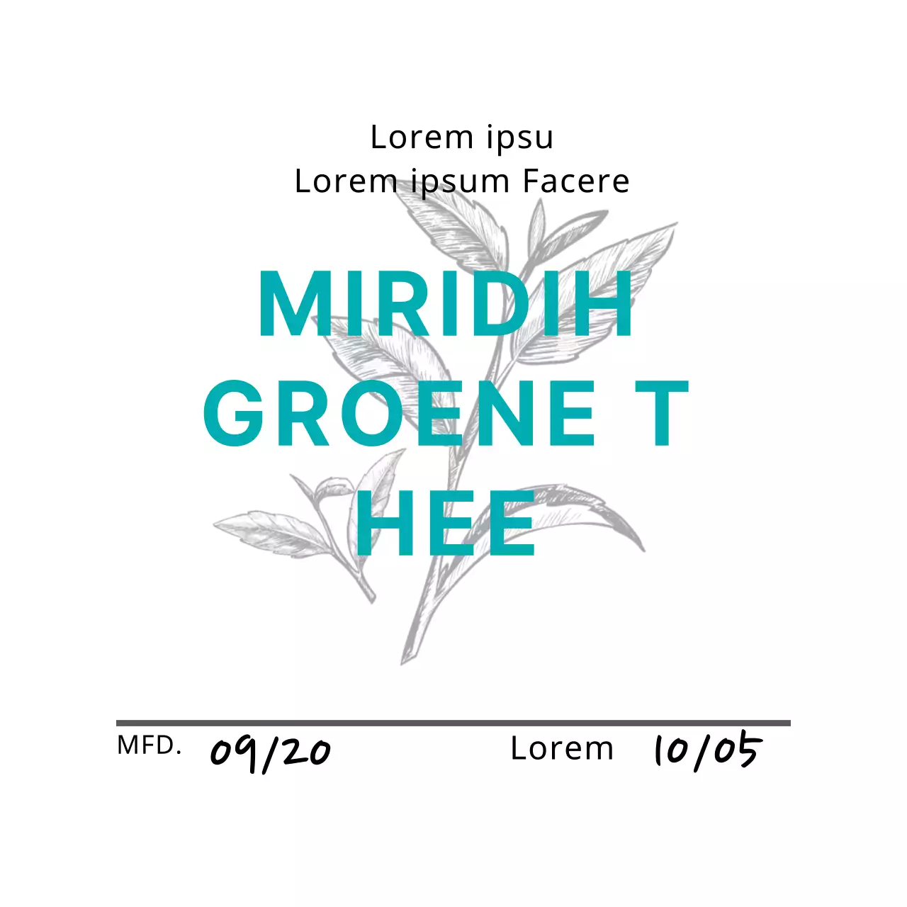 Blauwe Illustratie Keurig Café Groene Thee Thee Etiket