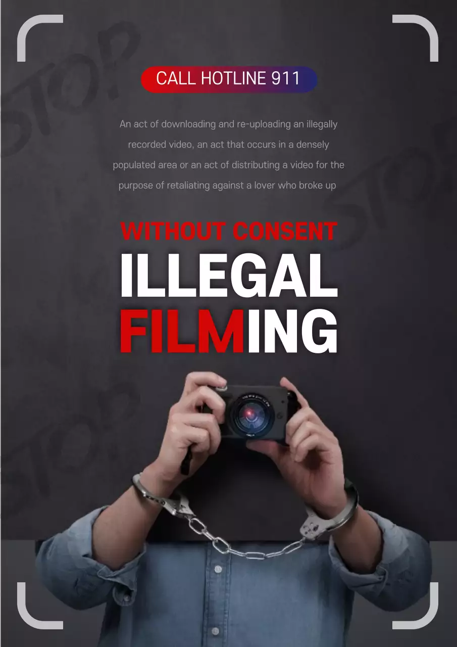 Black Modern Illegal Filming Announcement Poster
