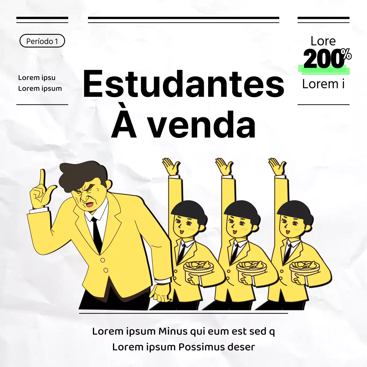 Conceito de papel de exame preto e amarelo evento de desconto