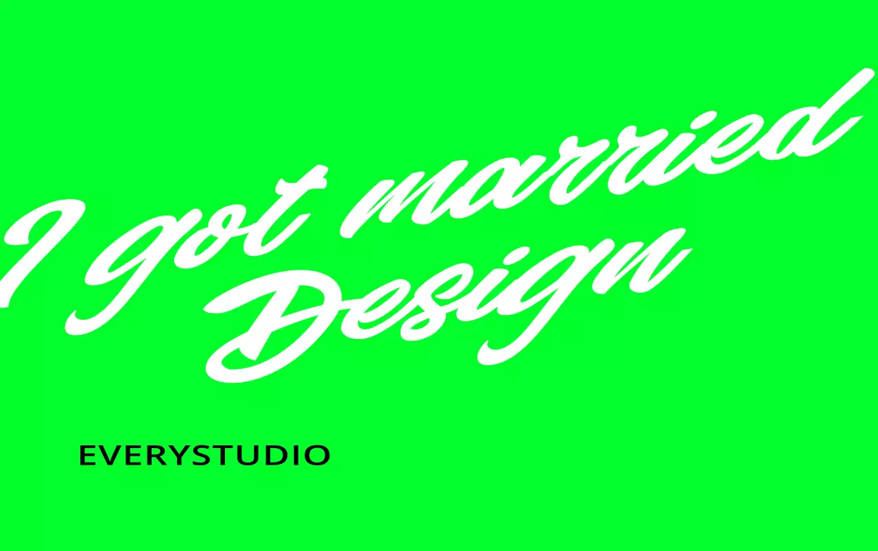 Desain dengan logo tekstual studio desain dalam warna kuning neon dan hitam