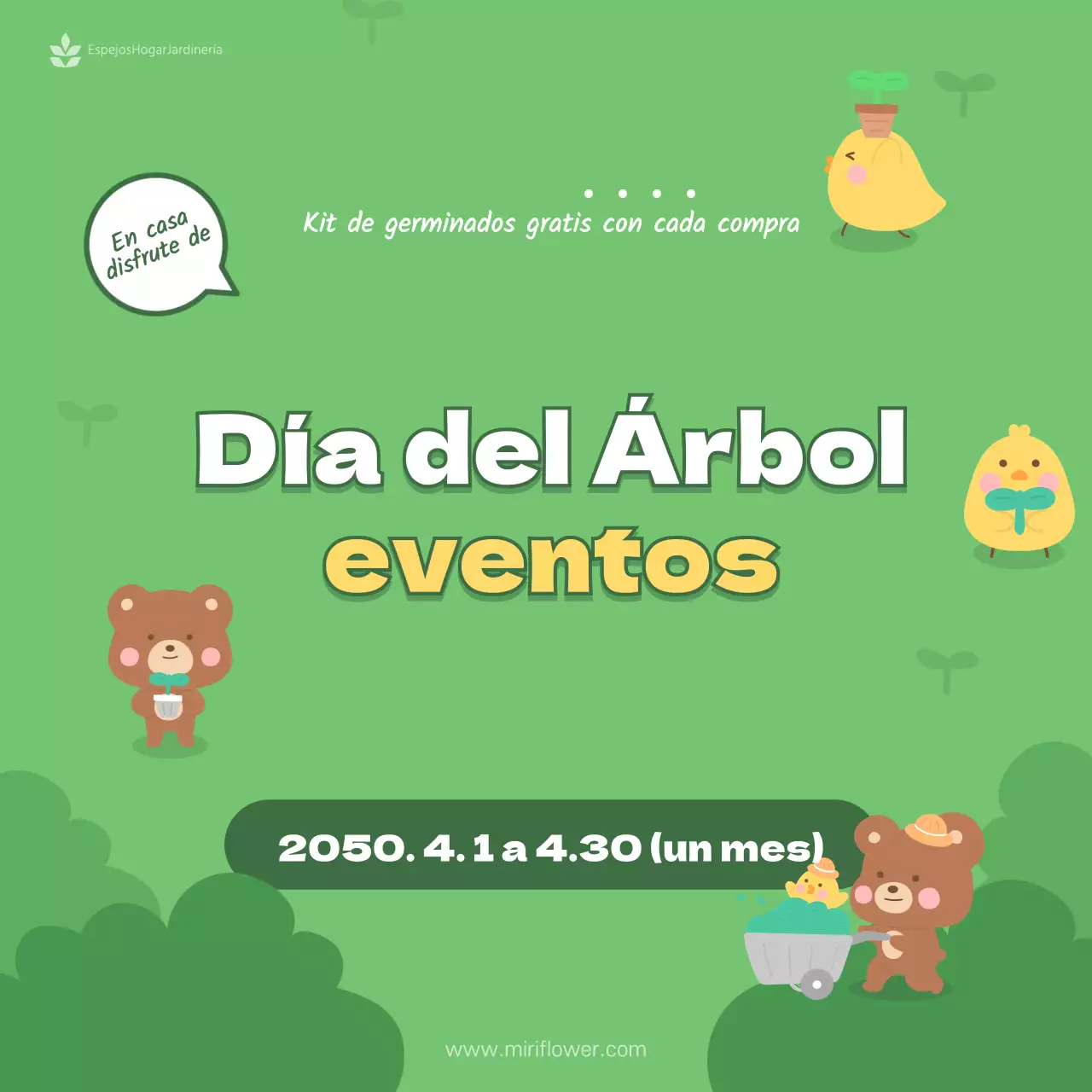 Evento del Día del Árbol con un bonito concepto de ilustración sobre fondo chartreuse