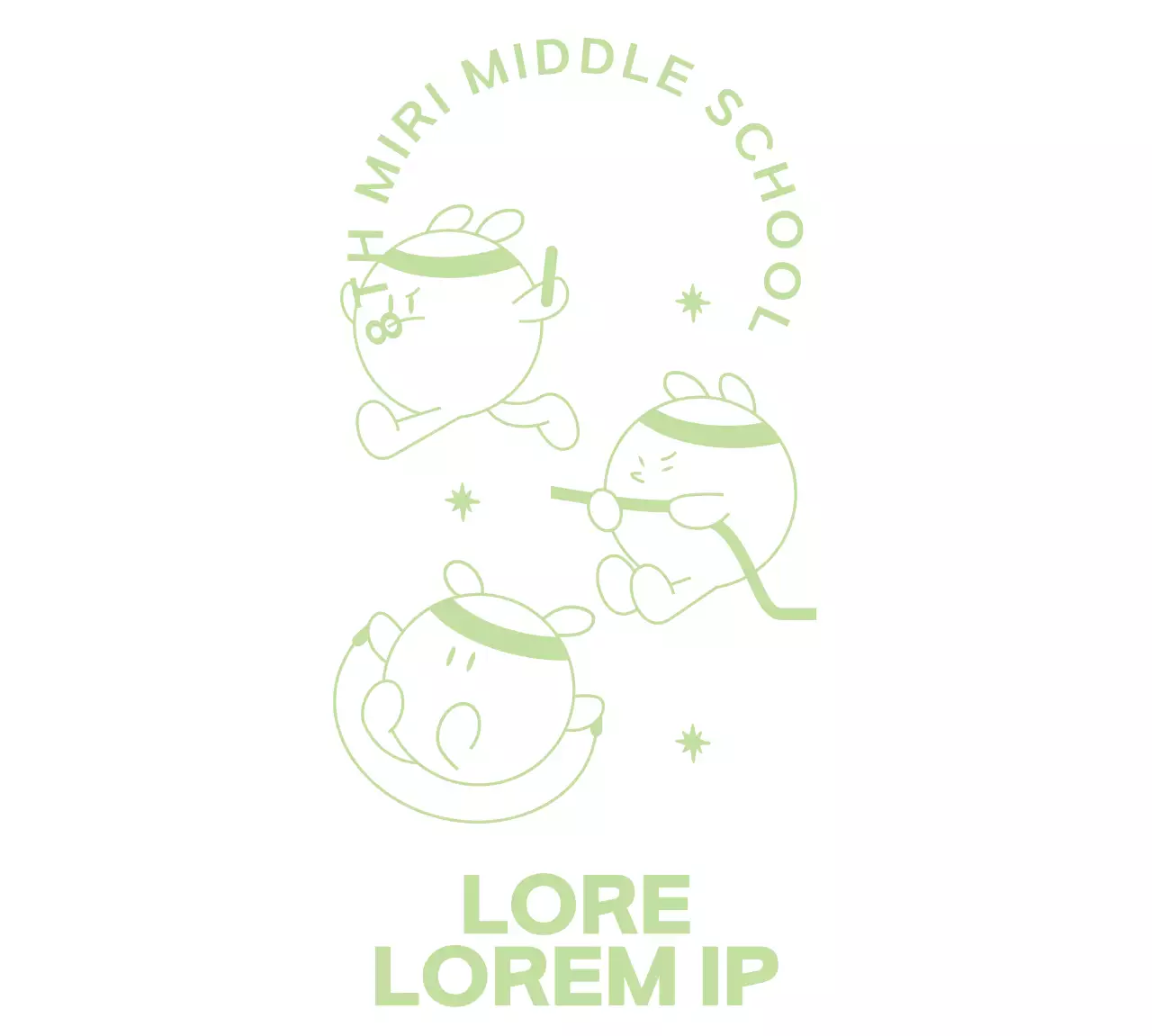 Suvenir hari olahraga sekolah menengah pertama dengan karakter atletis yang lucu dan atletis dalam warna merah muda.