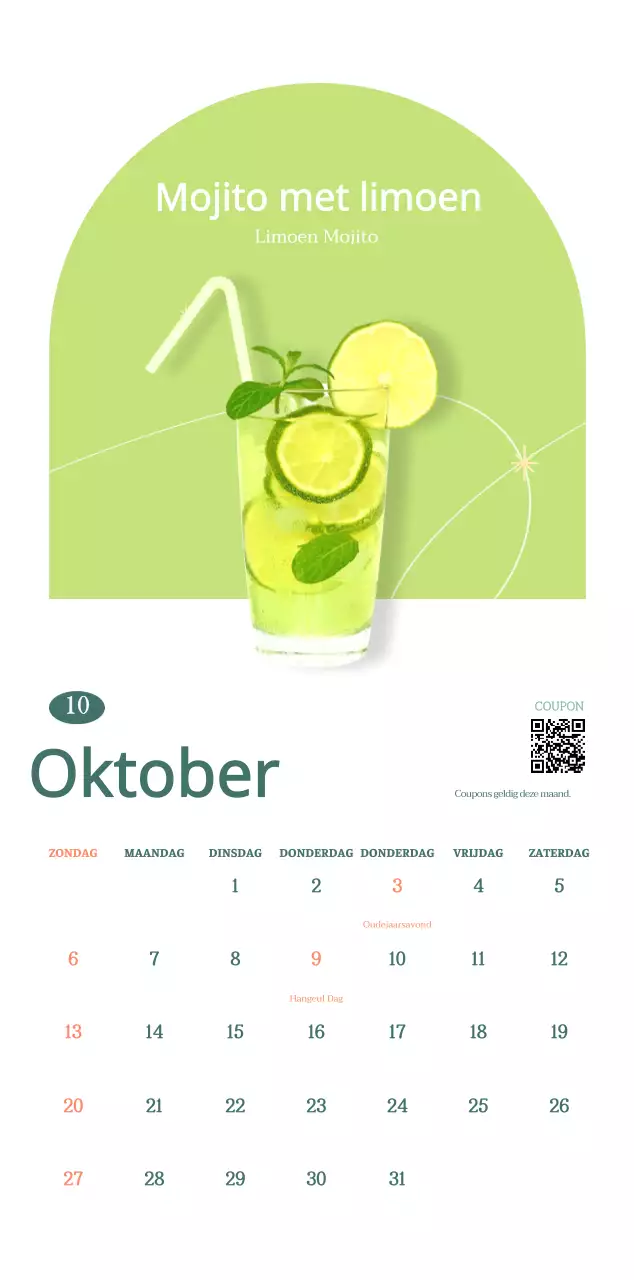 Cafékalender met aanbevelingen voor drankjes van de maand