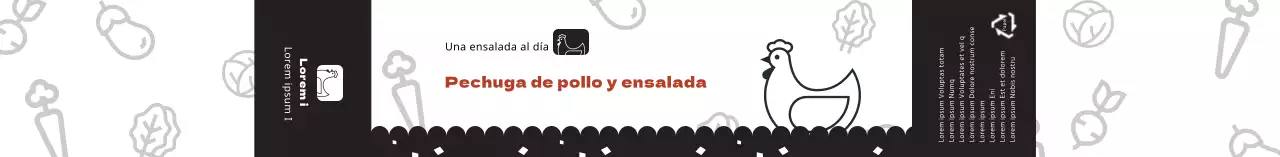 Icono blanco patrón ensalada de pollo envasado