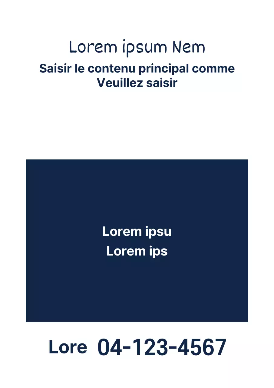 Affiche design simple et riche en contenu en bleu marine et blanc