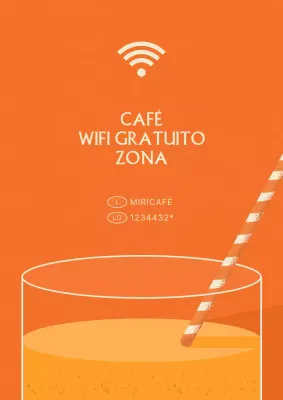 Naranja y amarillo taza ilustración cafetería wifi guía