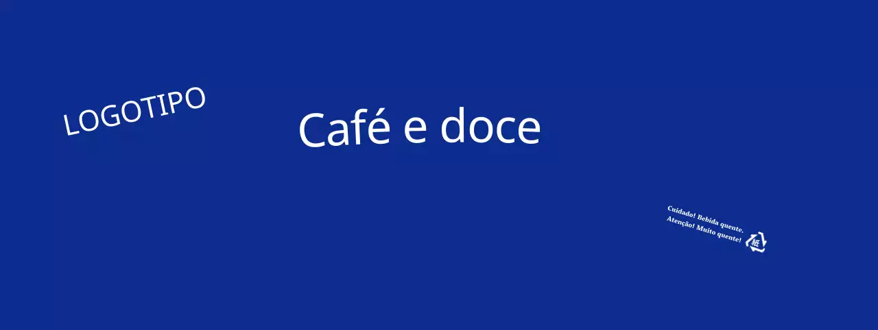 Café com texto em letras simples azuis