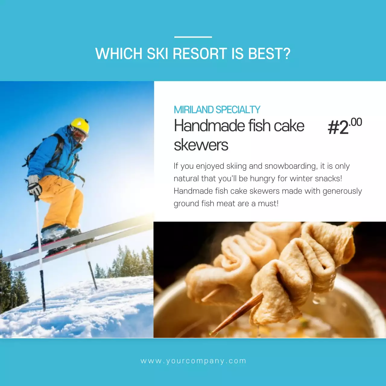 Blue Modern Ski Promotion Instagram Carousel