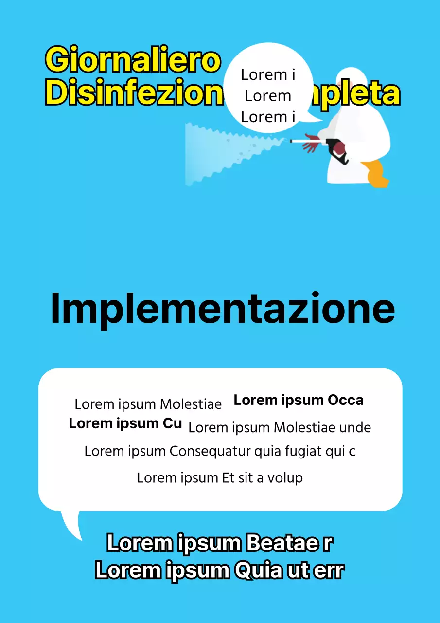 Un semplice volantino azzurro e giallo che annuncia la disinfezione del negozio.
