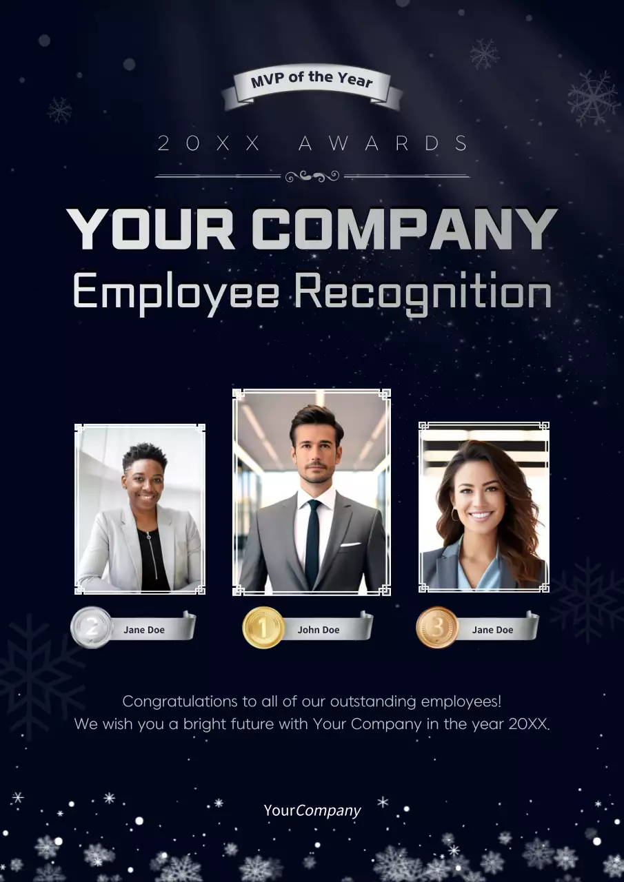 Navy Modern Employee Recognition Announcement Poster