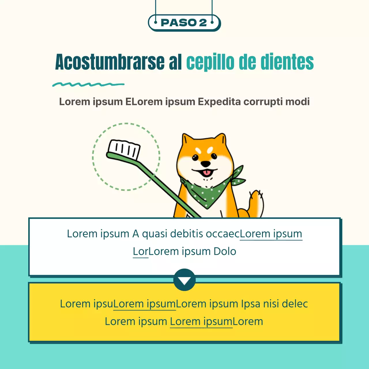 Cepillado ilustrado para perros en color menta y amarillo