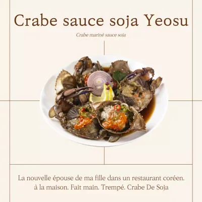 Promouvoir la nourriture pour crabes à base de sauce soja simple dans les tons beige et marron