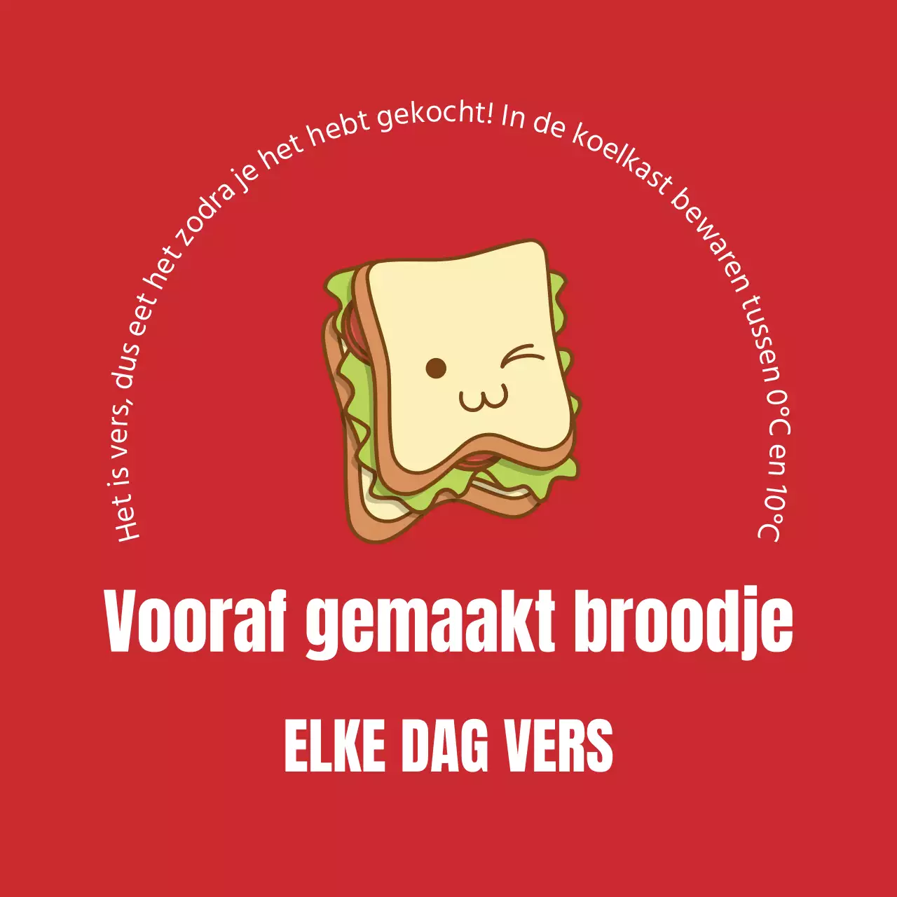 Rood geïllustreerd sandwich etiket