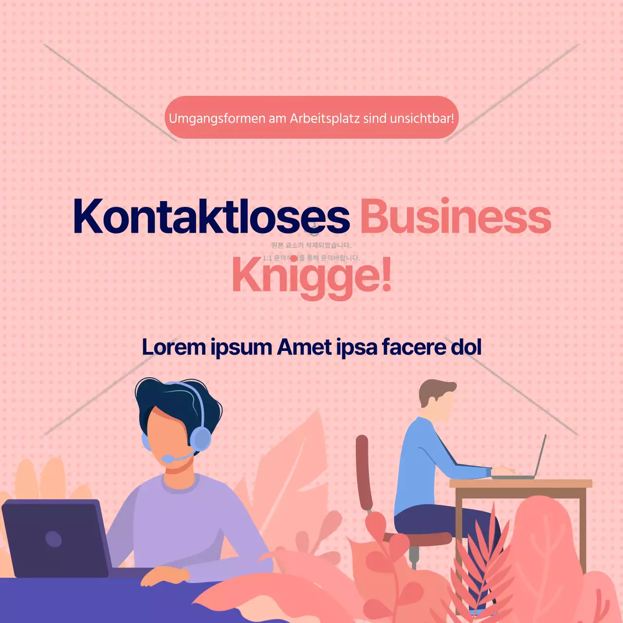 Rosa und blaue kontaktlose Geschäftsetikette