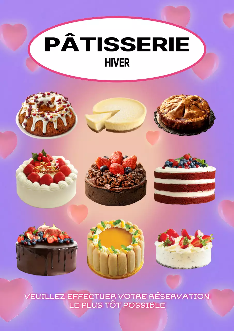 Un guide des menus pour des gâteaux kitsch en violet et rose