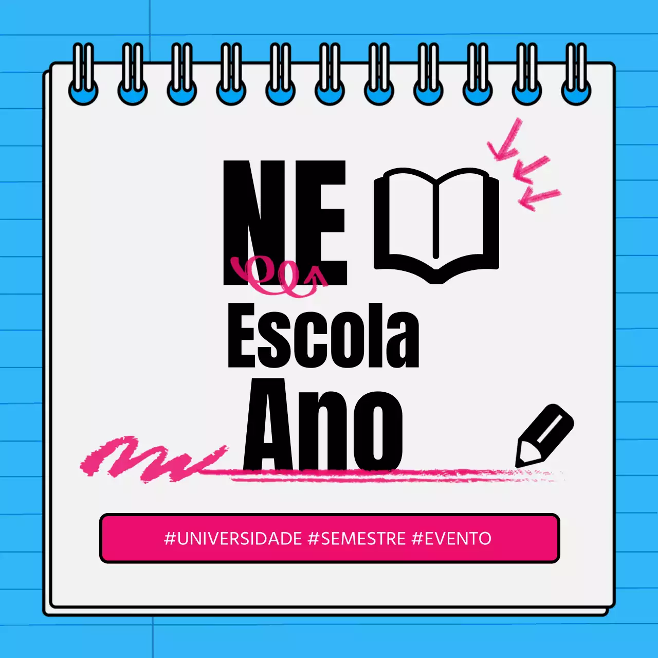 Eventos de regresso às aulas em azul e cor-de-rosa