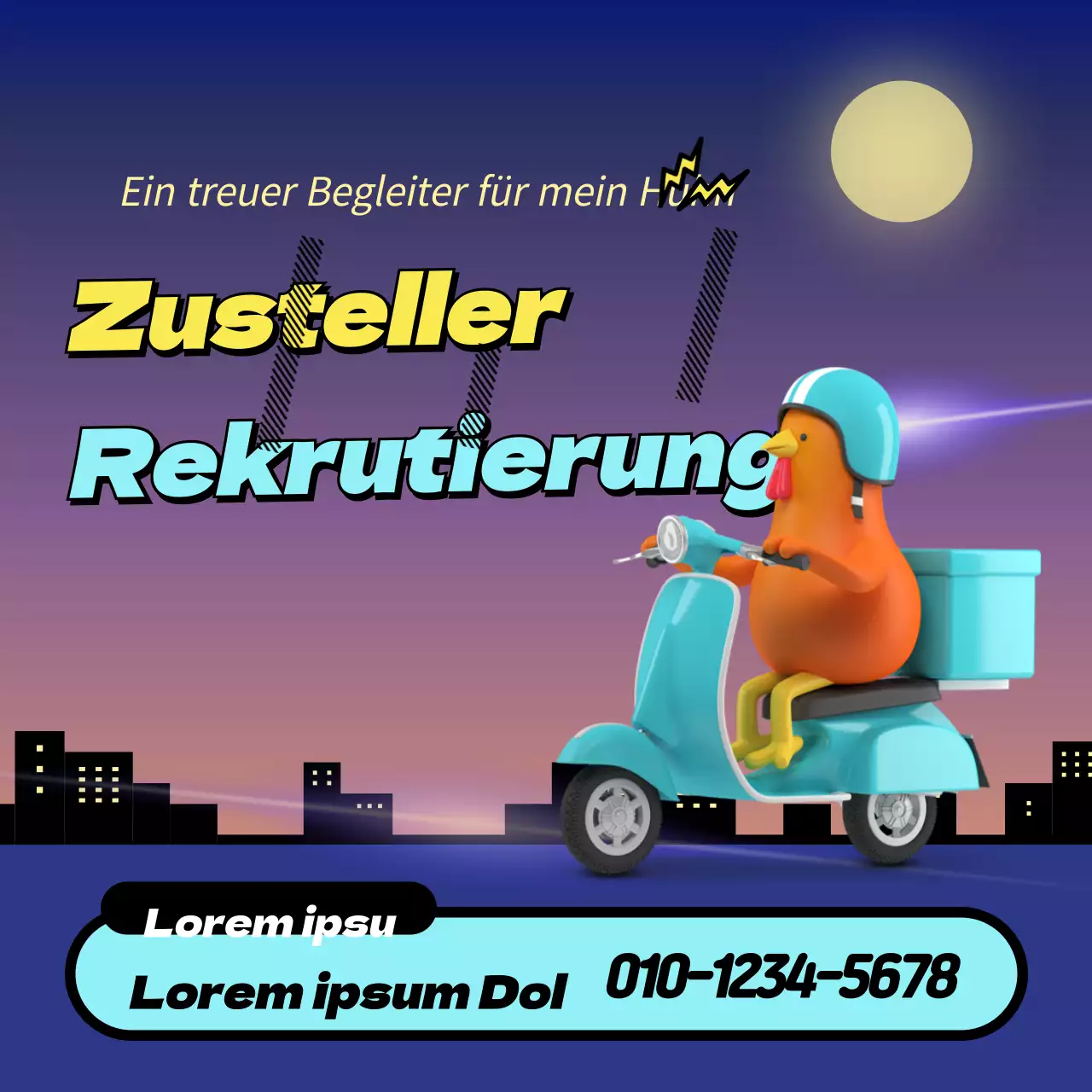 Night Sky Cityscape Auslieferungsfahrer Rekrutierung