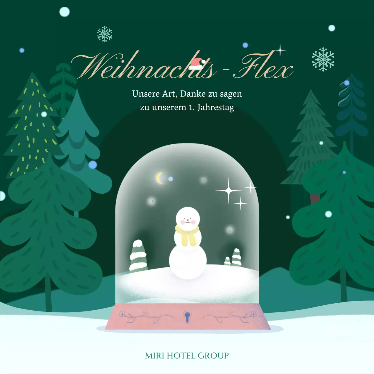 Netter Schneeball Illustration mit grünem Hintergrund für Weihnachten Veranstaltungen