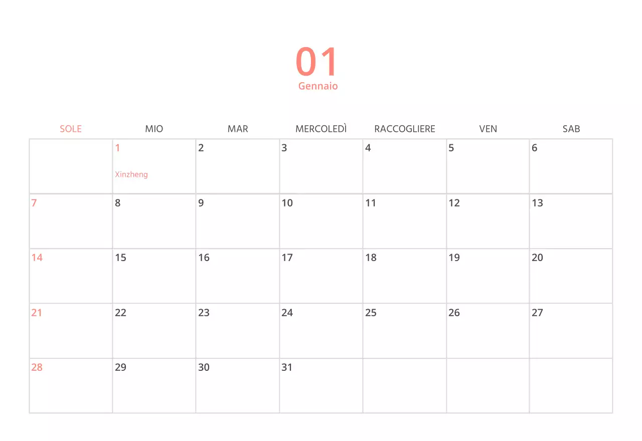 Simpatico calendario da tavolo illustrato verde a tema famiglia