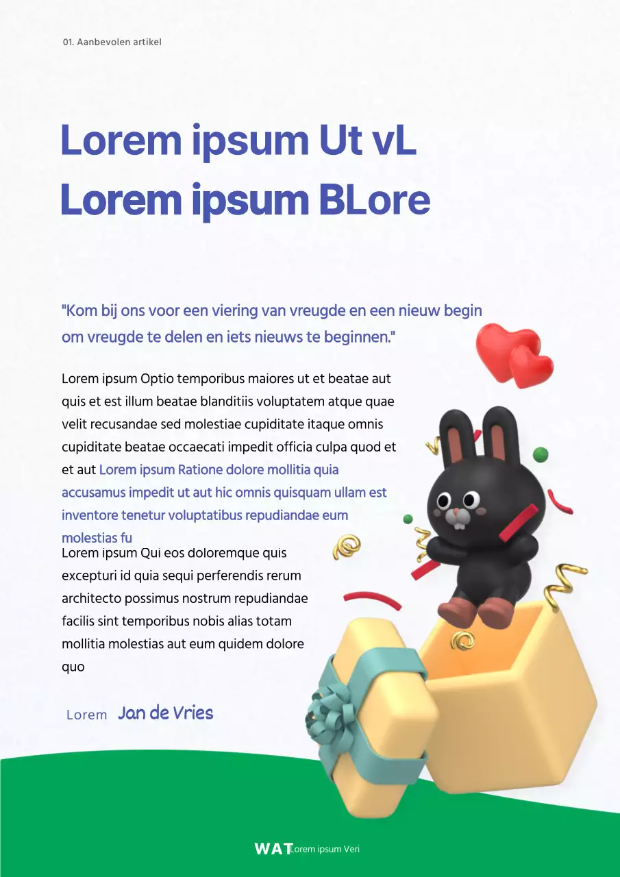 Nieuwjaarsuitnodiging van een blauwgroene vogel