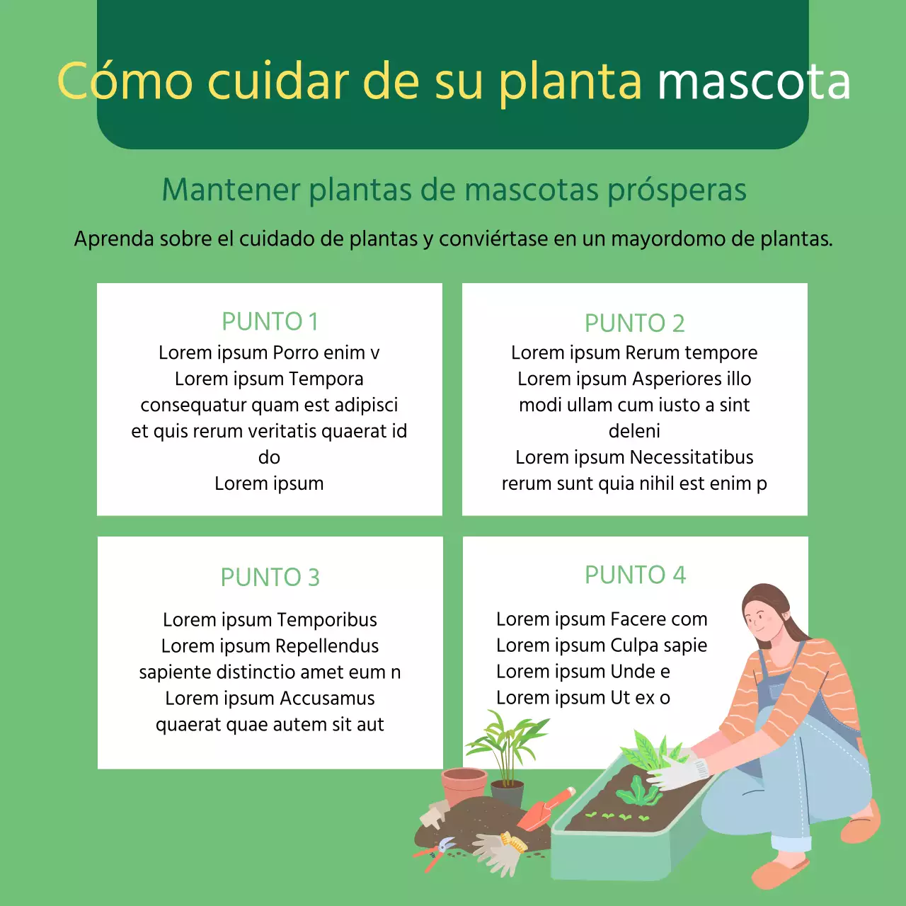 Información sobre mascotas ilustrada en verde