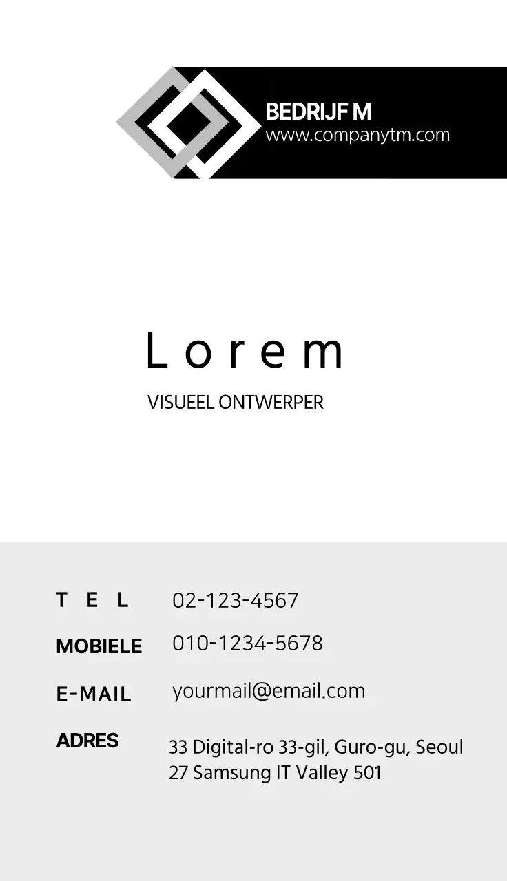 Algemeen zakelijk visitekaartje