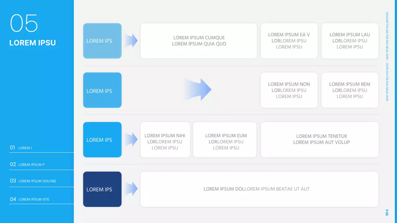 Einfache Neujahrs-Präsentation eines Businessplans in Hellblau