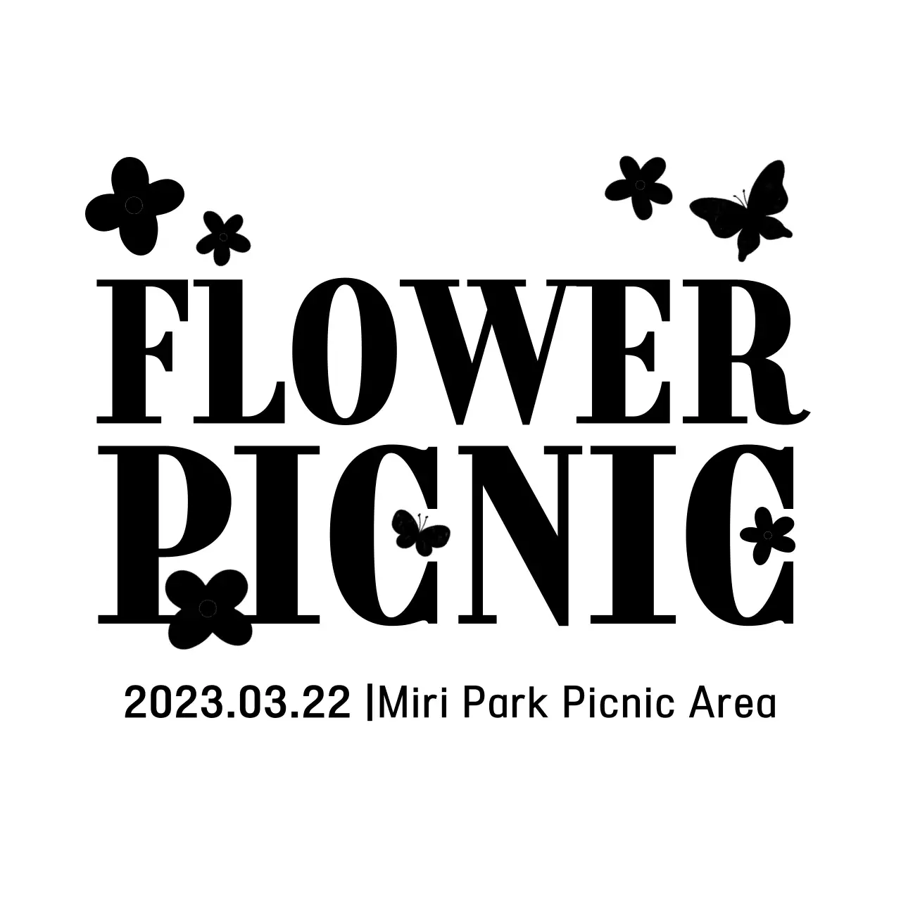 Simple and cute flower illustration and text combination layout style to promote picnic festival