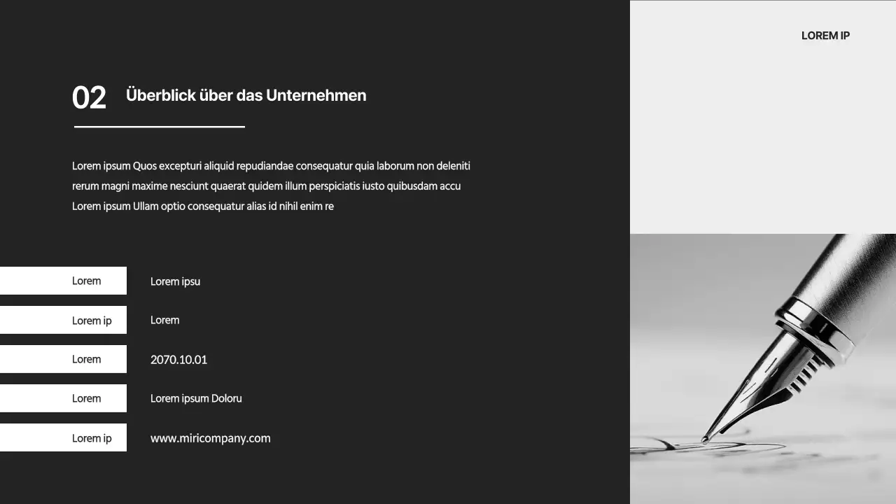 Ein einfaches Unternehmensprofil in schwarz-weiß