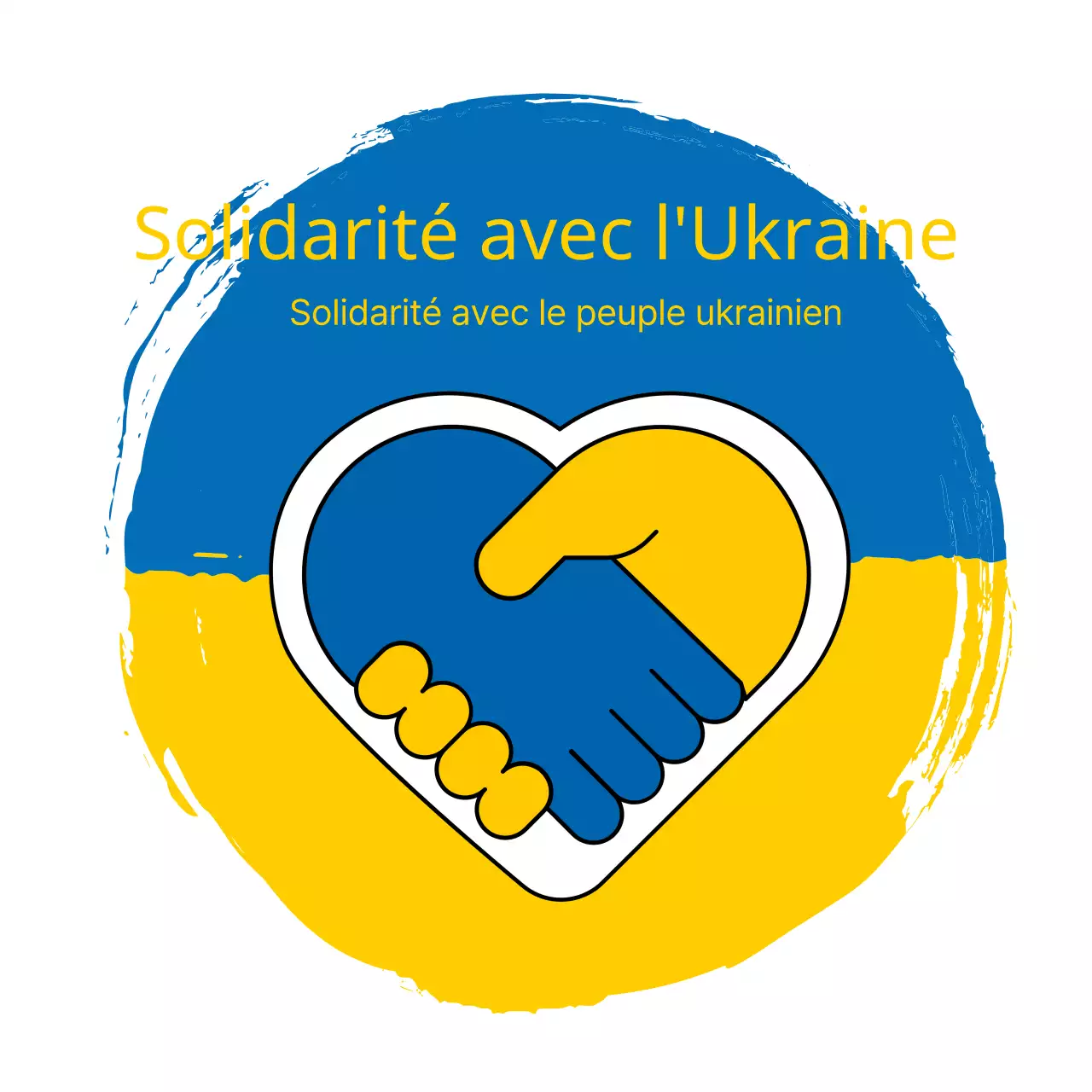 Guerre des poignées de main avec des brosses de couleur bleue jaune ukrainienneContre