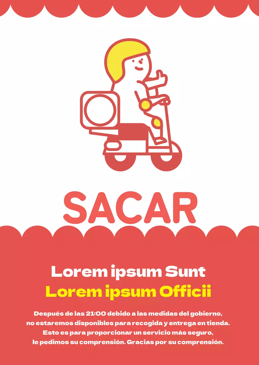 Póster transparente embalable con entrega ilustrada en rojo
