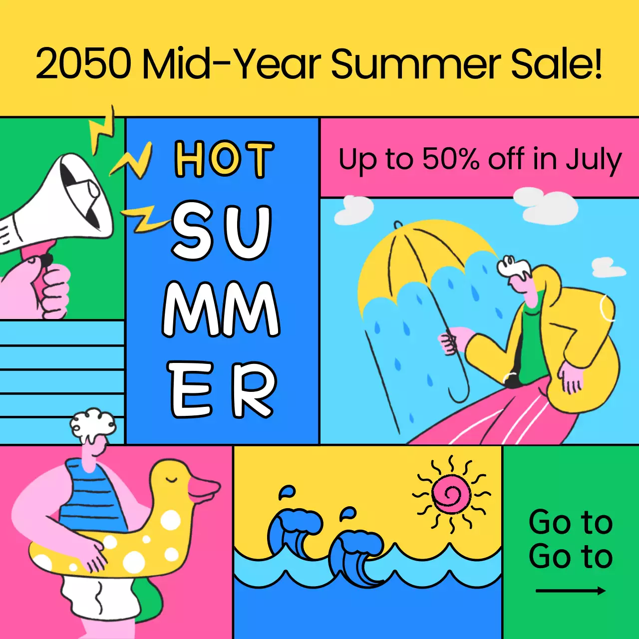 컬러풀한 팝아트 컨셉의 상반기결산 여름세일 이벤트