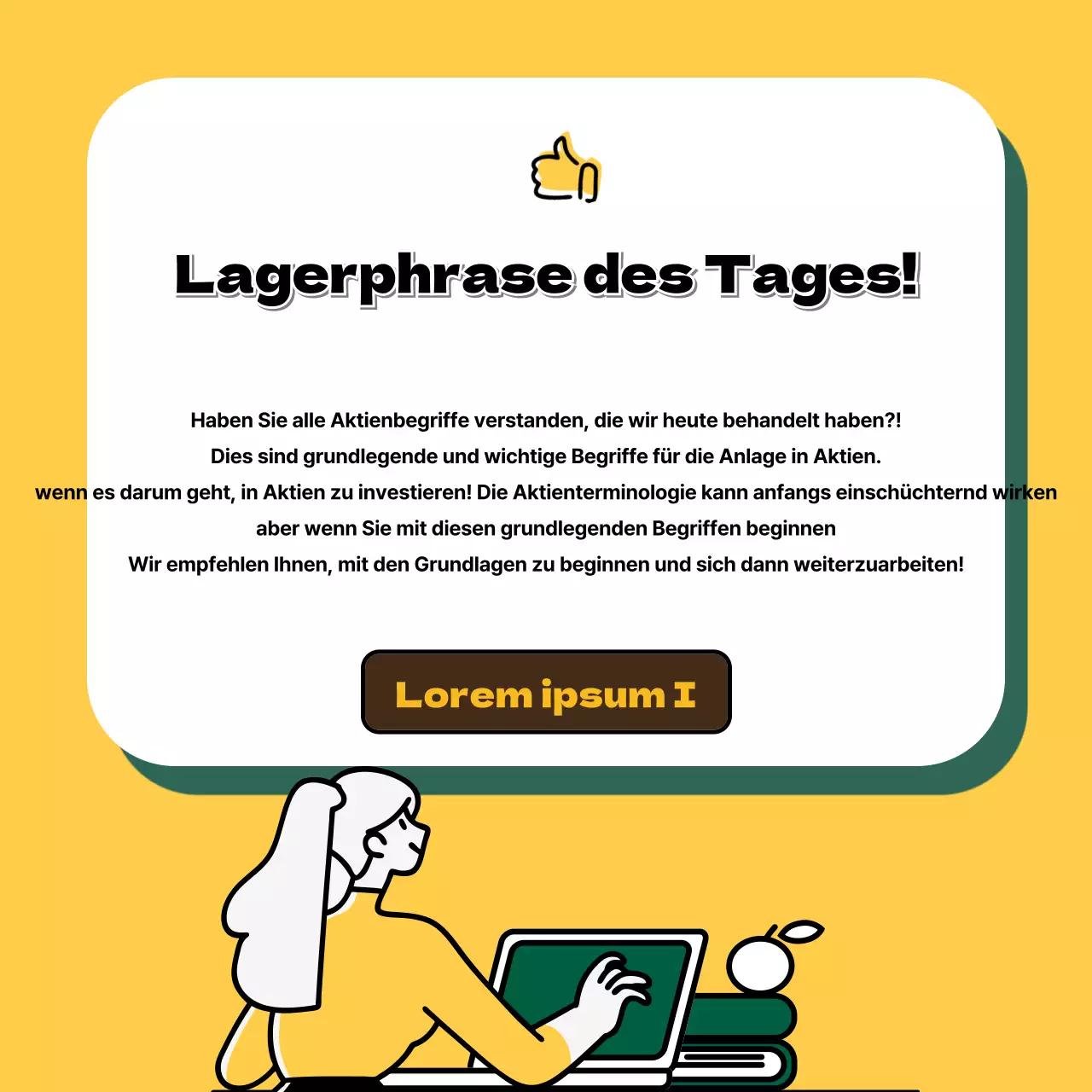 Aktienbegriffe in gelb Securities Finance CardNews