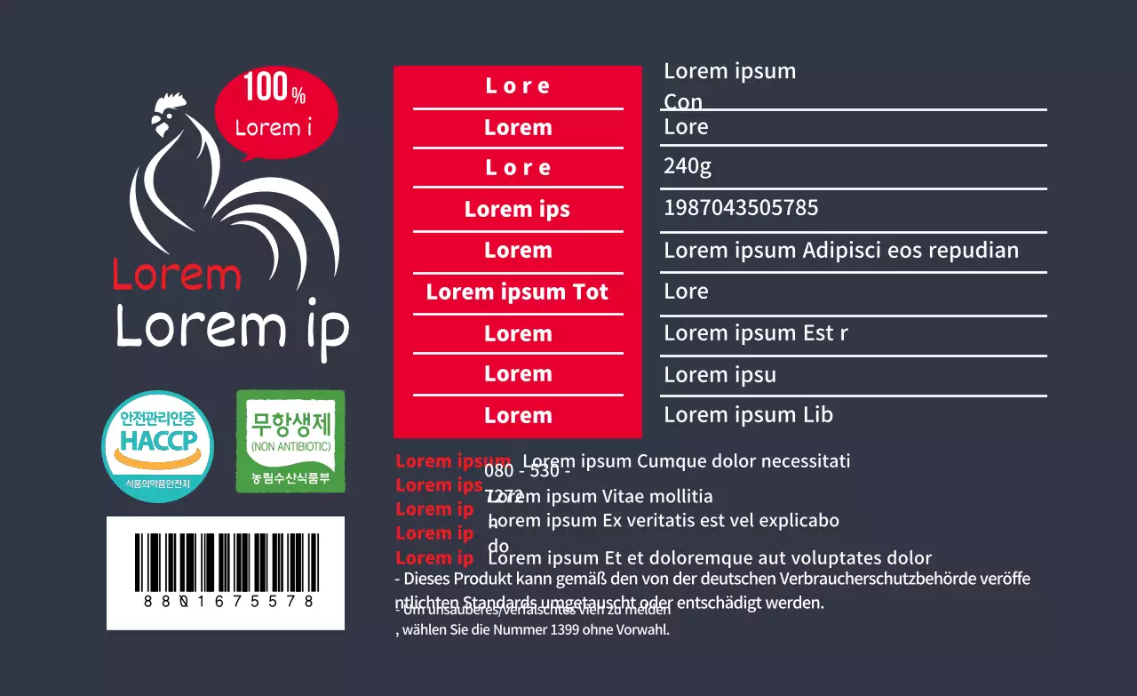 Marineblaues rotes Logo Lebensmitteletikett