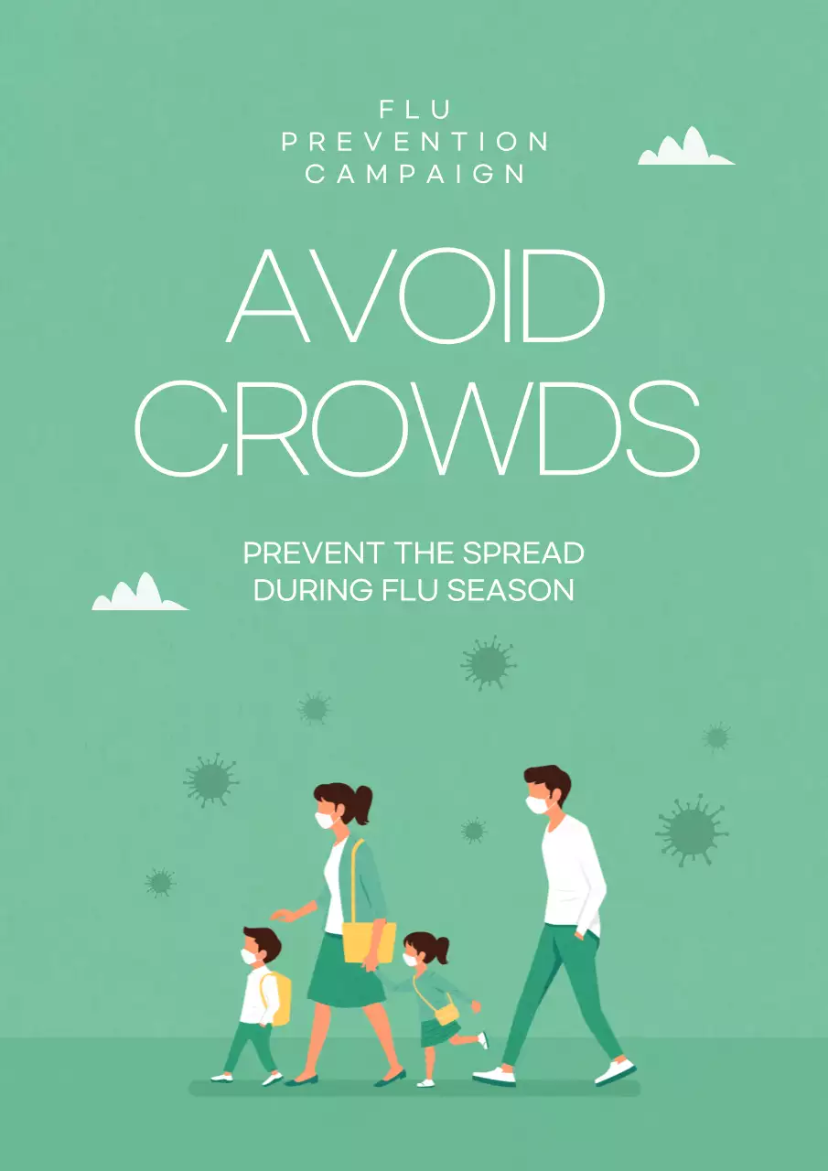 Announcements in different situations with illustrations of people's daily lives in calm colors