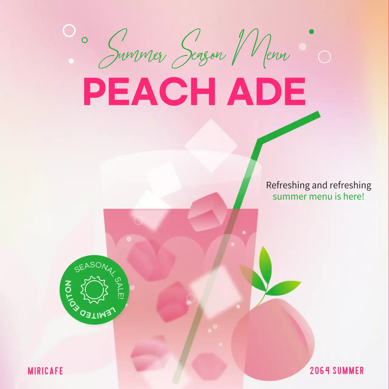 핑크 트렌디 썸머 프로모션 소셜 미디어 포스트