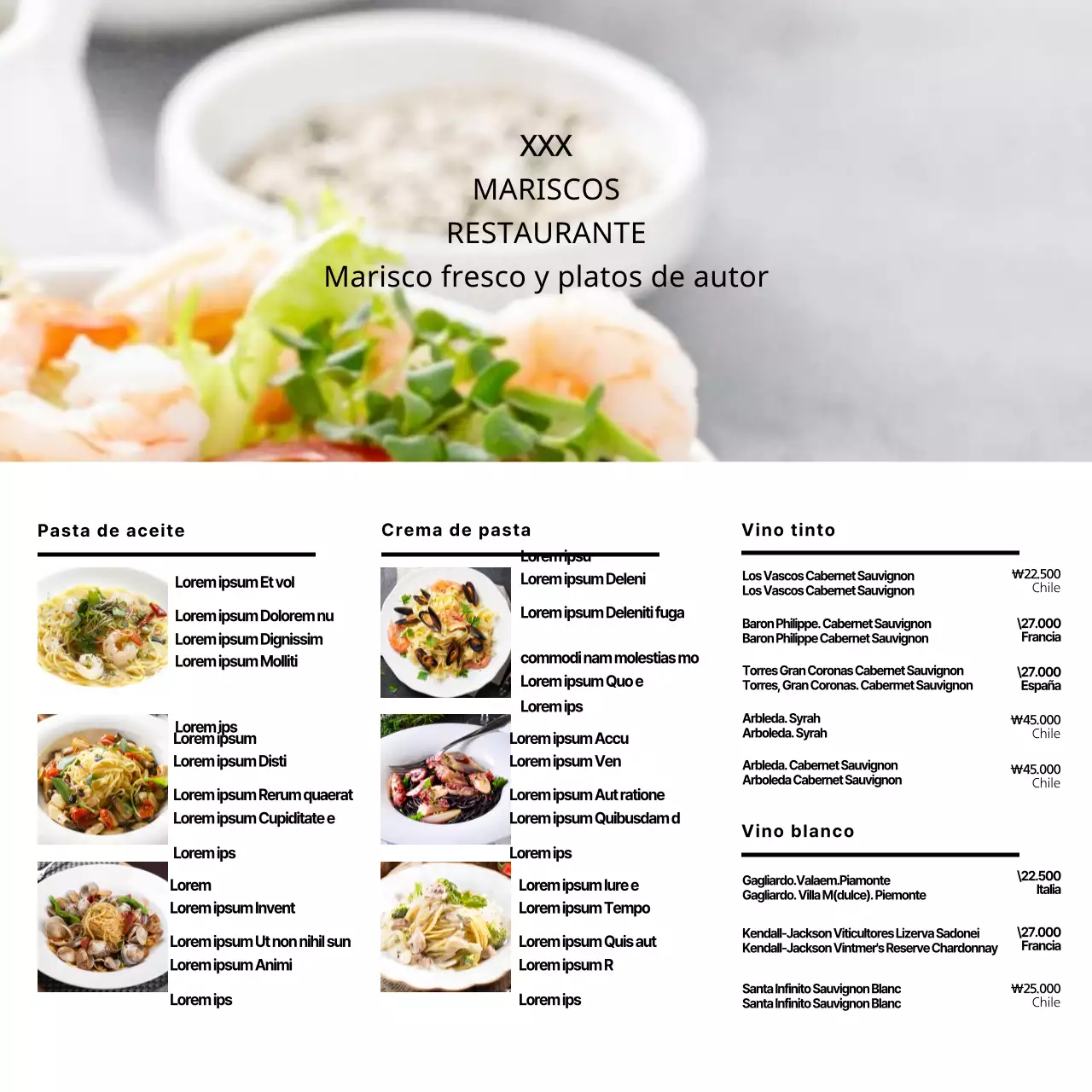 Menús de restaurante