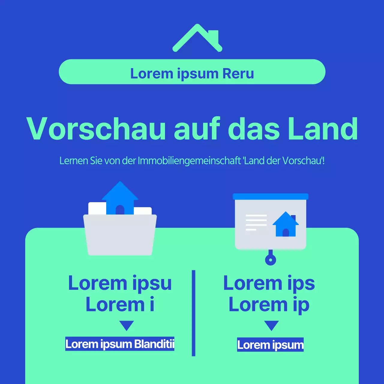 Blaues und mintfarbenes Haussymbol Rückstellung für langfristige Reparaturen