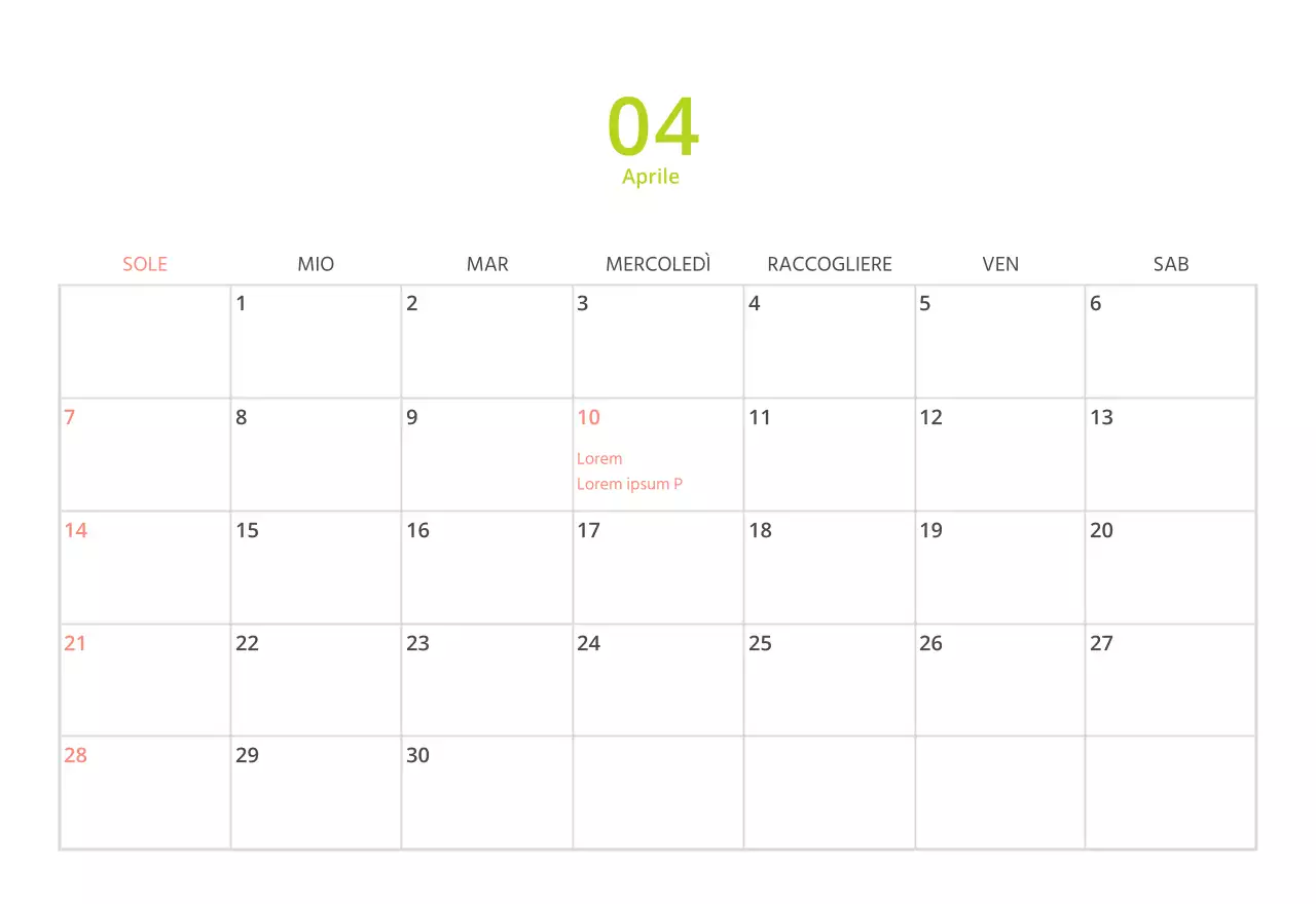 Simpatico calendario da tavolo illustrato verde a tema famiglia