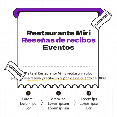 Contenido del evento de revisión de recibos en morado y negro