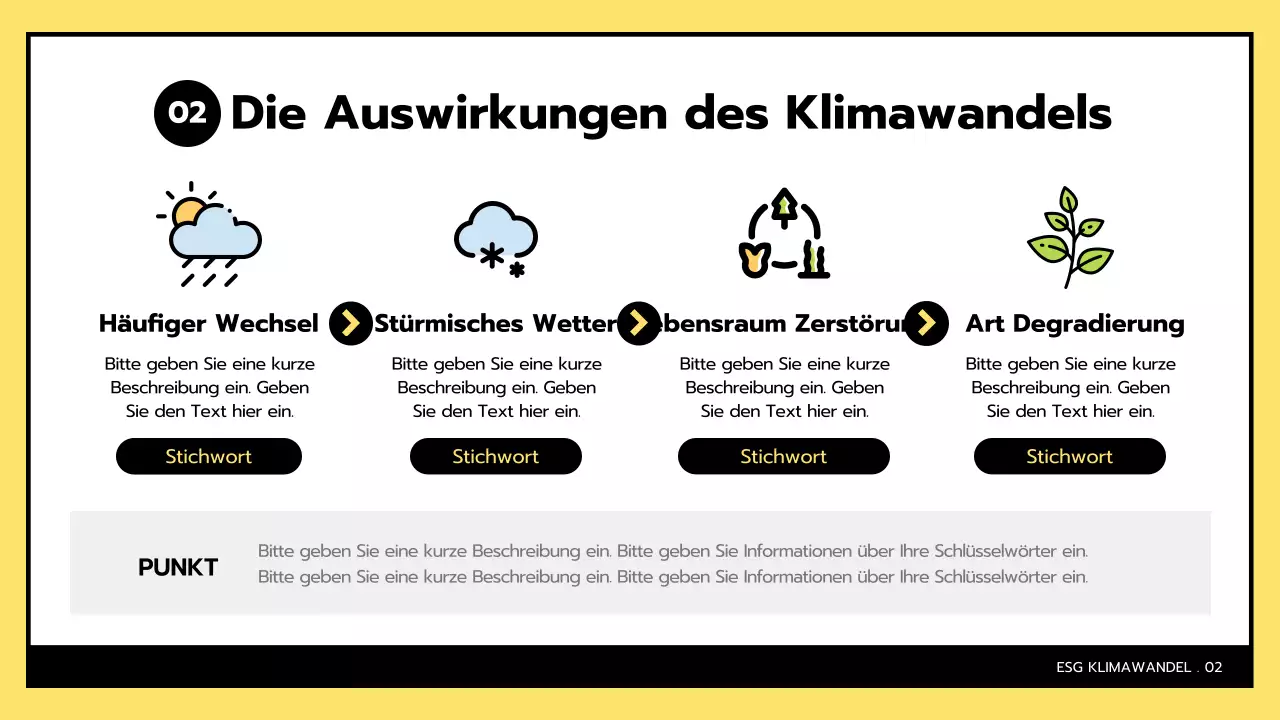 Einfache ESG und Klimawandel in gelb und schwarz