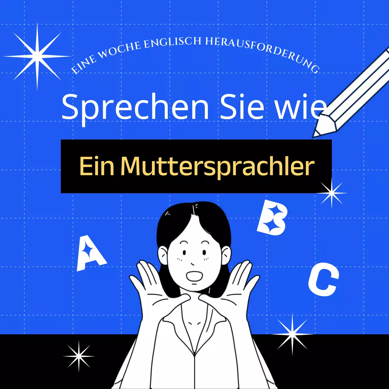 Herausforderung zum Erlernen der englischen Sprache mit einem blauen Thema