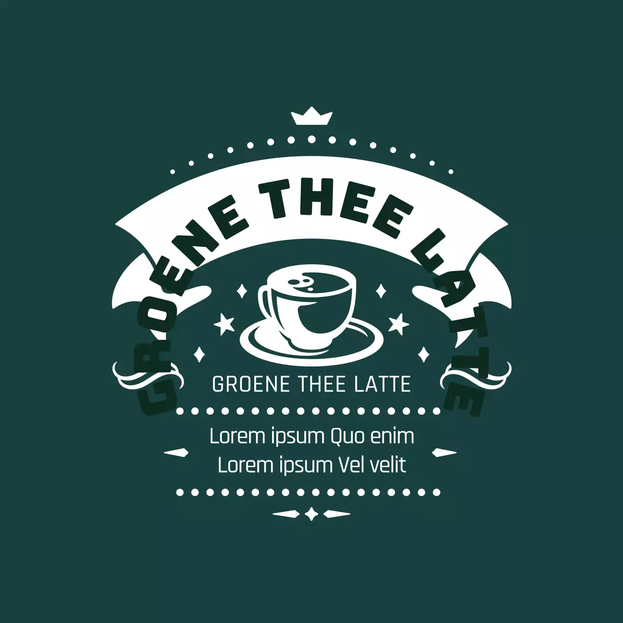 Turquoise geïllustreerd groene thee latte label