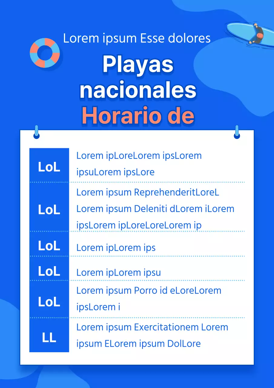 Calendario de apertura de las playas de verano con ilustraciones del océano azul